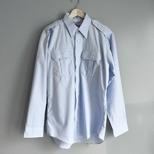 Defense Logistics Agency Blue‎ Dress Shirt Men's Long Sleeve Uniform 16 34/35